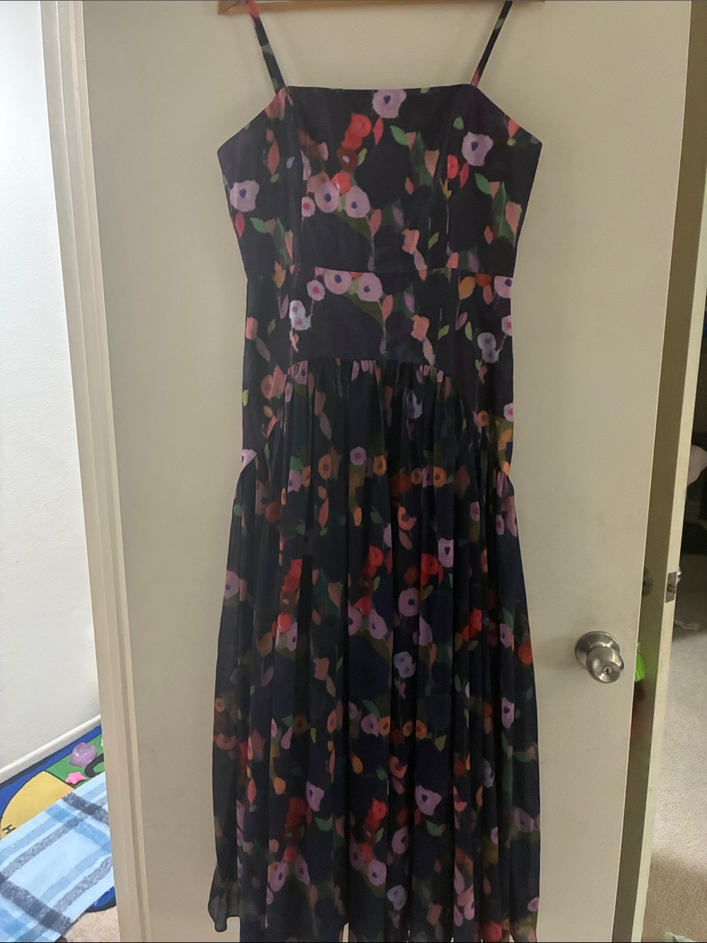 Hutch Navy Floral Spaghetti-Strap Midi Dress